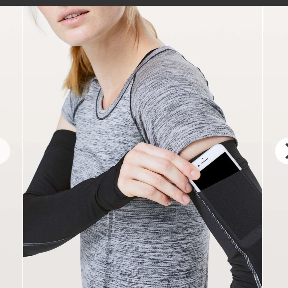 lululemon athletica Black Arm Sleeves with White Reflective Stripes